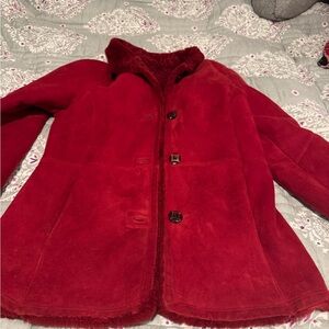 Women's Red Shearling Jacket